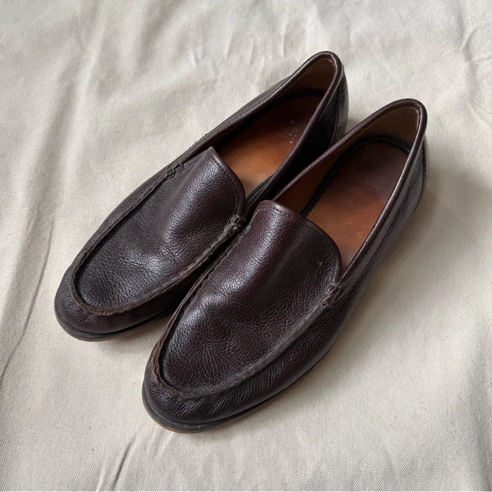 Coach Men's Size 9.5 D Thomas Brown Pebbled Leather Slip On Loafer Minimalist